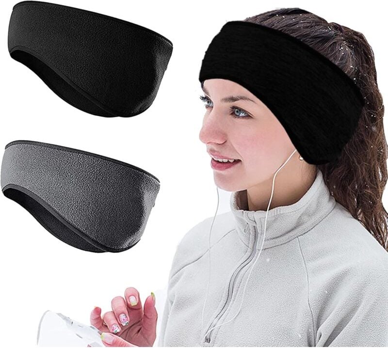 2 Stück Fleece-Stirnband, Damen-Sport-Stirnband, Winter-Ohrenschützer-Stirnband, elastisches Stirnband für Erwachsene, H...