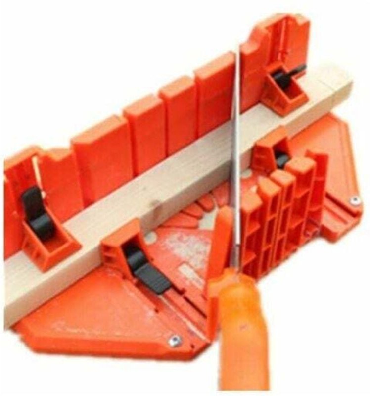 Gabrielle Gehrungslade aus Kunststoff, Gehrungsschneidebox mit Sägefach, Gehrungssägenbox-Schneidwerkzeug für Schnittwin...