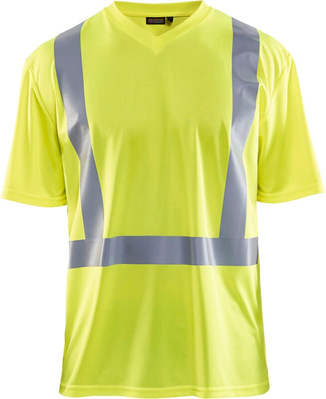 Hochsichtbares Arbeitsshirt mit V-Ausschnitt, UV- und geruchshemmend, 3382 - Neon Gelb XXXL