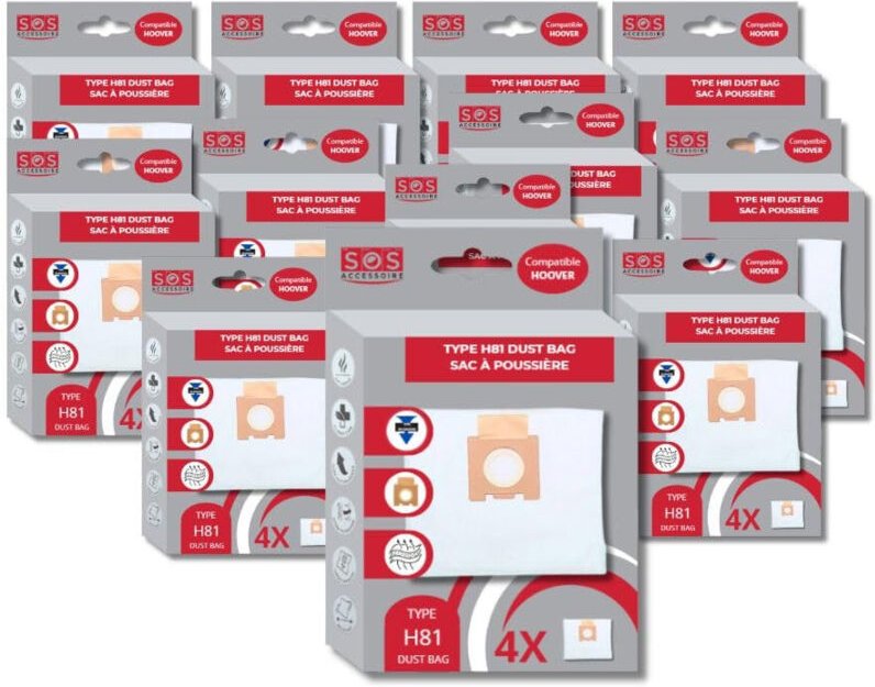 Ersatzteil - SOS Accessoire Lot de 12 boîtes de 4 sacs microfibre H81 pour Aspirateur HOOVER 35601865 - - HOOVER