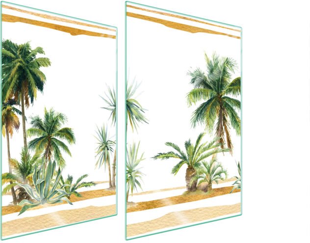 GLASSCHUTZPLATTE FÜR KÜCHE 2x35x52 PALMEN