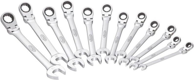 Gelenk Ratschen-Ring-Maulschlüssel Satz, Außen Sechskant Profil, Außen Doppel-Sechskant Profil, 8 - 19, Anzahl Werkzeuge...