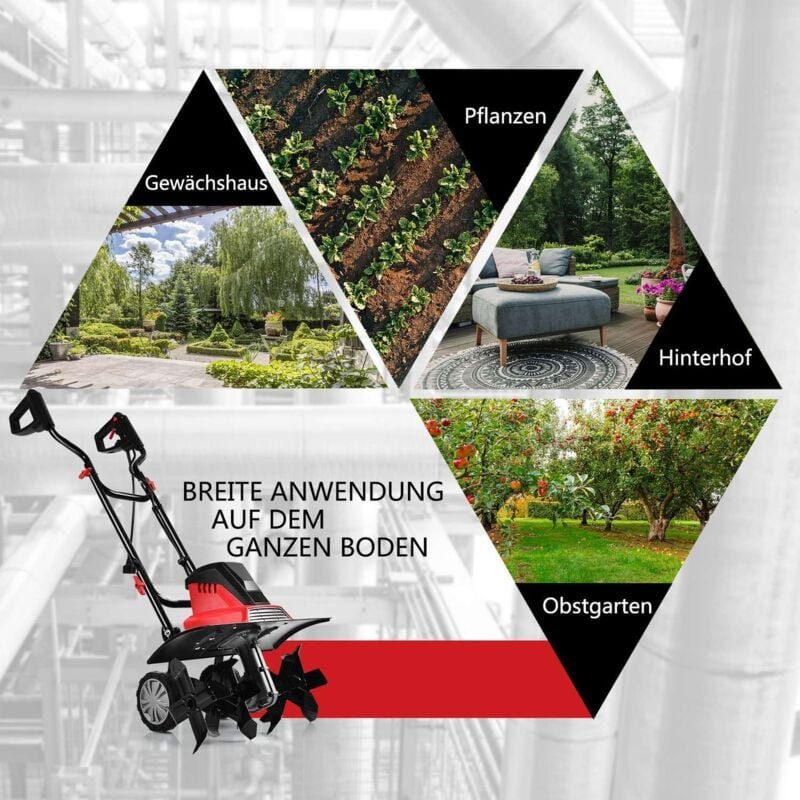 Elektrische bodenfrase und grubber mini grubber elektro bodenhacke bodenfrase gartenfrase rot und schwarz