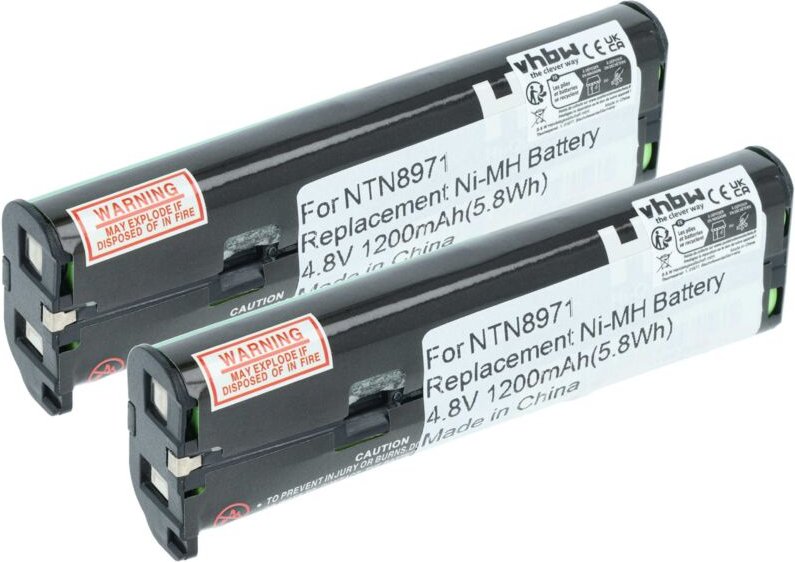 vhbw 2x Akku Ersatz für Motorola NNTN4190, NTN8657, NTN8970A, NNTN4190A, NNTN4190AR für Funkgerät, Walkie Talkie (1200 m...