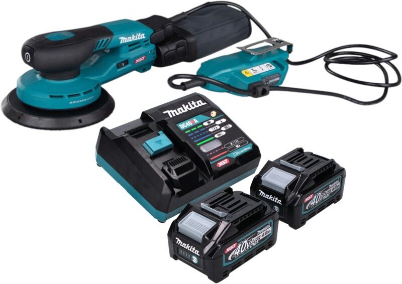 Makita BO 002 CGM201 Akku Exzenterschleifer 40 V max. 150 mm 5,0 mm Hub Brushless + 2x Akku 4,0 Ah + Ladegerät