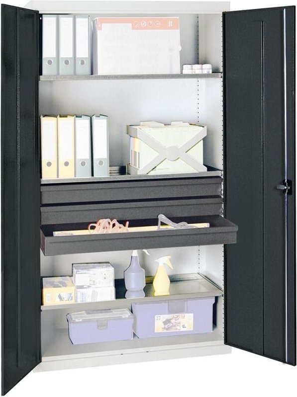 Thumbnail - Werkzeug- und Materialschrank 3000, ral 7035/7016, 3 Schubladen, 3 Wannen - Stumpf