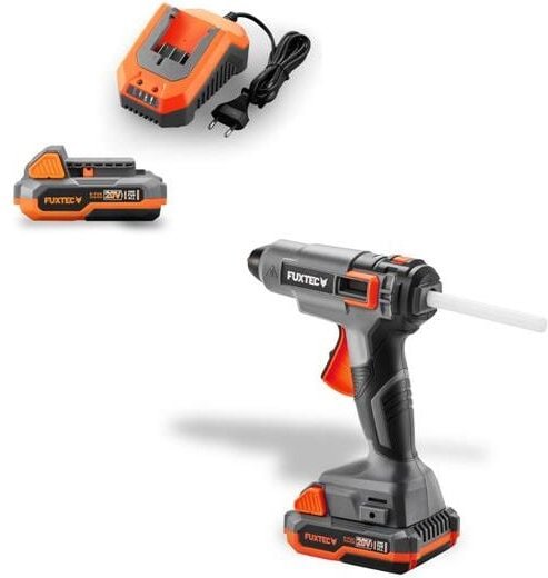 20V Akku HeißklebepistoleC FX-E1GG20-SET inkl. Akku und Ladegerät, Klebepistole für 11mm Klebesticks, automatische Absch...