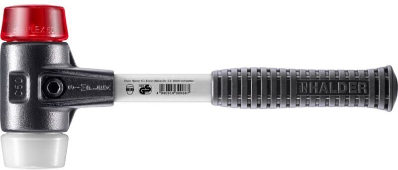 SIMPLEX-Schonhammer, Plastik / Superplastik mit verstärktem Tempergussgehäuse und Fiberglasstiel D=50 mm 3767.050