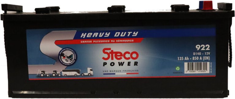 Batterie 12V 135Ah 850A 509x175x208 mm heavy duty stecopower - 922