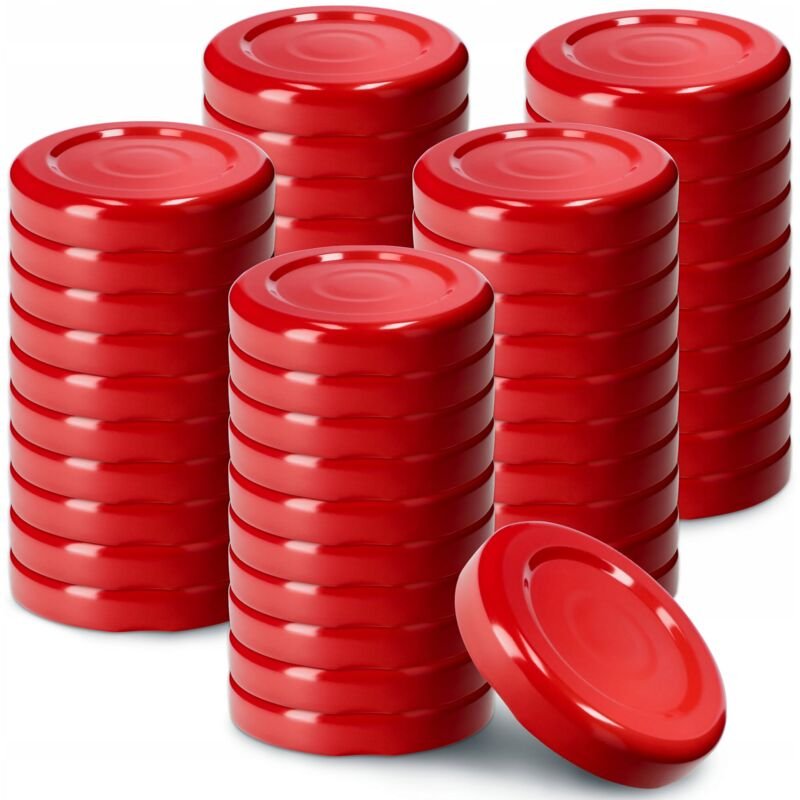 Deckel für Gläser und Flaschen, fi 33 mm, 50 Stück, Rot - Kadax