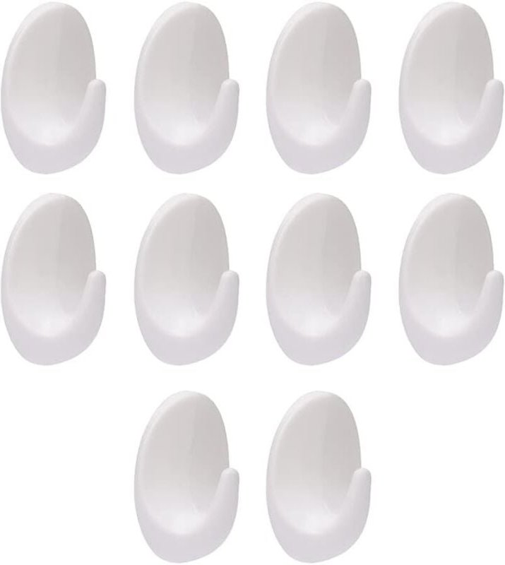 Sollbry 10er-Pack ovale Mehrzweck-Wandhaken aus Kunststoff für Küche, Bad, Büro, Schrank