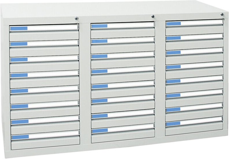 Schubladenschrank Serie esta, 24 Schubladen lichtgrau (24x100mm) - Stumpf