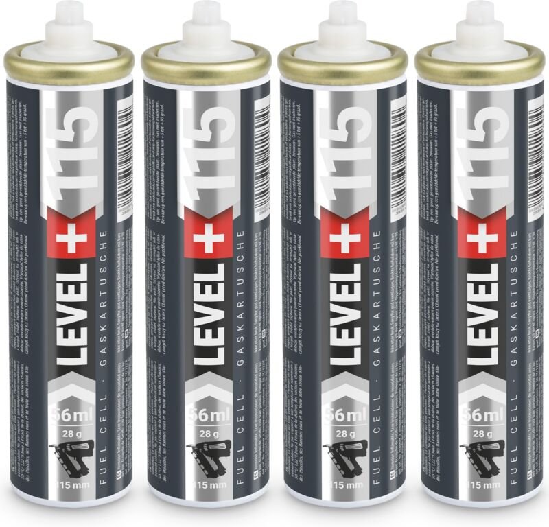 Level+ - level+ Gaskartusche für Gasnagler 115mm 56ml Fuel Cell L+115 - 4 St.