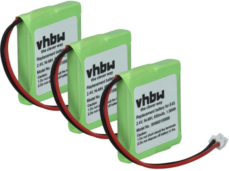 Vhbw - 3x Akku kompatibel mit Siemens Gigaset E455, E455 Sim, E450 Sim, E40, E450, E45 schnurlos Festnetz Telefon (650 m...