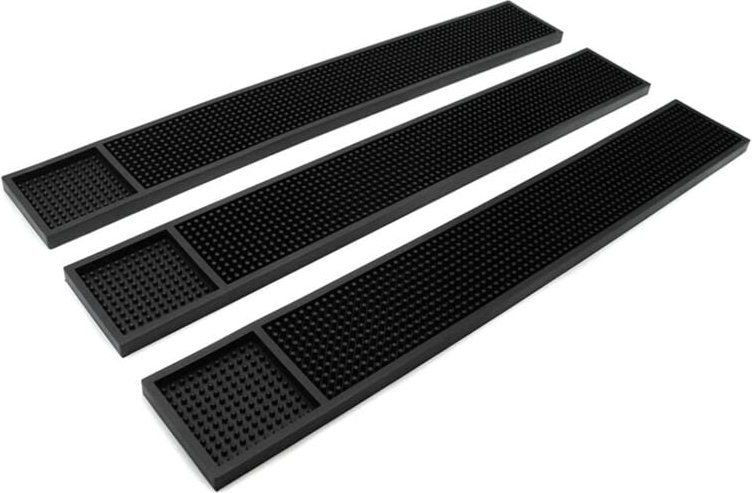 Thumbnail - 3Pcs Rail Bar Mat Gummi Service Spill Matten für Zähler Top Schwarz Home Non-Slip Drain Pad Schreibtisch