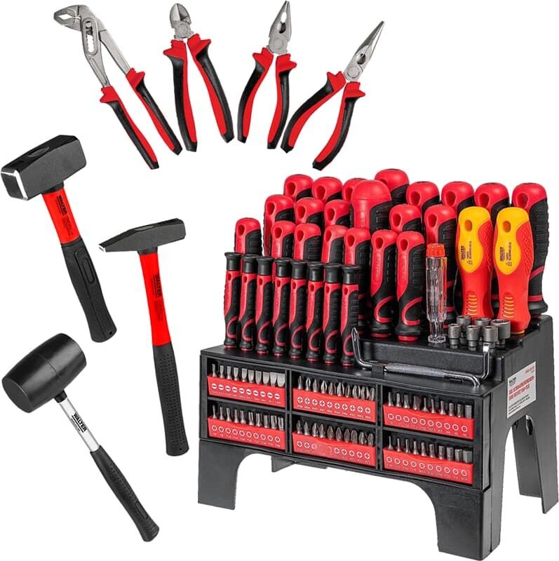Walter Werkzeuge - Walter Schraubendreher Bit Set 100tlg. & Zangen Set 4tlg. & Hammer Set 3 tlg.