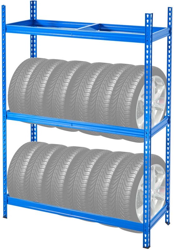 Reifenlagerregal, Metall-Reifenhalter mit 2 Ablagen für bis zu 12 Reifen, robuster SPCC-SD-Ständer mit verstellbarem Abs...