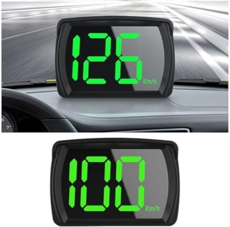 CGEAMDY Große Digitalanzeige für Fahrzeuge, digitaler Tachometer für Autos, GPS-Tachometeranzeige, GPS-Tachometer-LED-Bi...