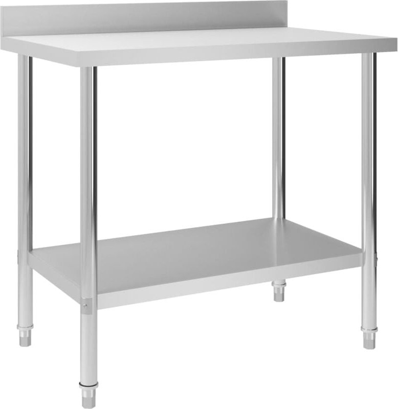 Küchen-Arbeitstisch mit Aufkantung 100 x 60 x 93 cm Edelstahl - Vidaxl