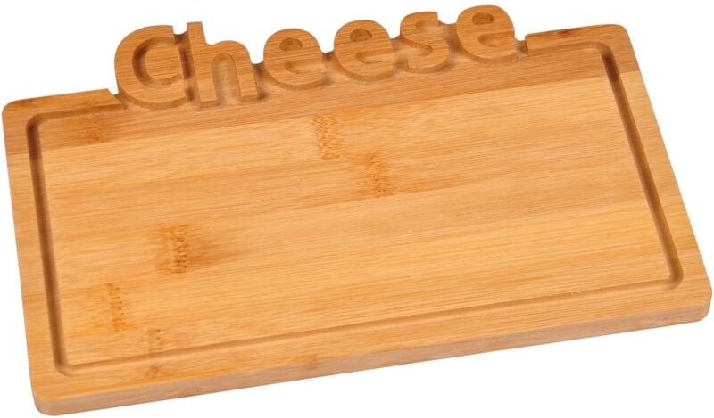 Buri - Bambus Käse-Servierplatte 25x17cm Frühstücksbrett Serviertablett Käseplatte Deko