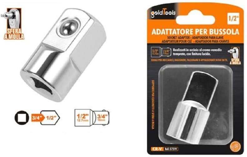 Trade Shop Traesio - Trade Shop - 3/4' vierkantantrieb-adapter für 1/2' steckschlüssel federkugel 57219 -
