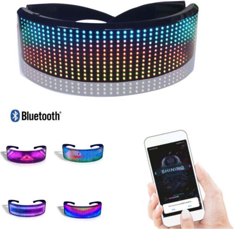 Magische LED-Partybrille, Bluetooth-kompatibel, leuchtende Brille, im Dunkeln leuchtende Brille, LED-Anzeige, mobile App...