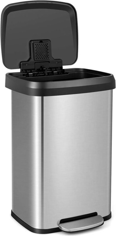 Costway - Mülleimer Küche, 50L Abfalleimer, Tretmülleimer mit sanft schließendem Deckel, Mülltrennsystem inkl. Desodorie...