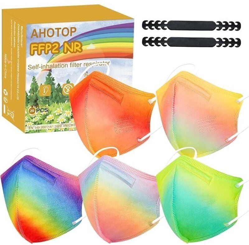 200x SCHUTZMASKEN MEHRFARBIG 3-LAGIG CE ZERTIFIKAT ELASTER FFP2