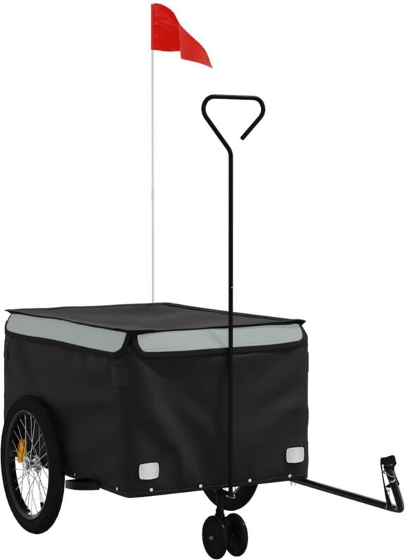 Fahrradanhänger Schwarz und Grau 45 kg Eisen Vidaxl