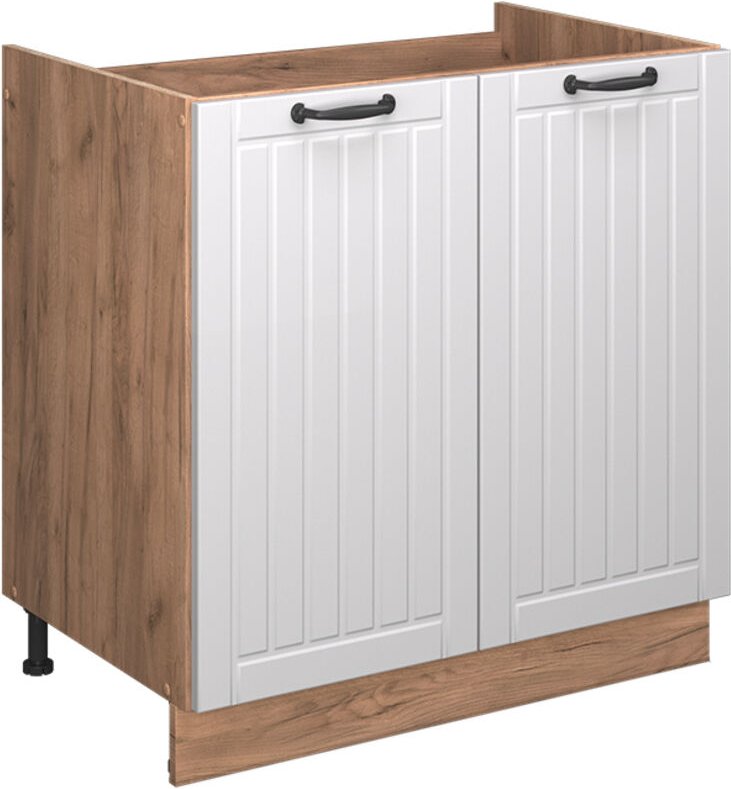 Spülenunterschrank Fame-Line, Weiß Landhaus, 80 cm ohne Arbeitsplatte, Vicco