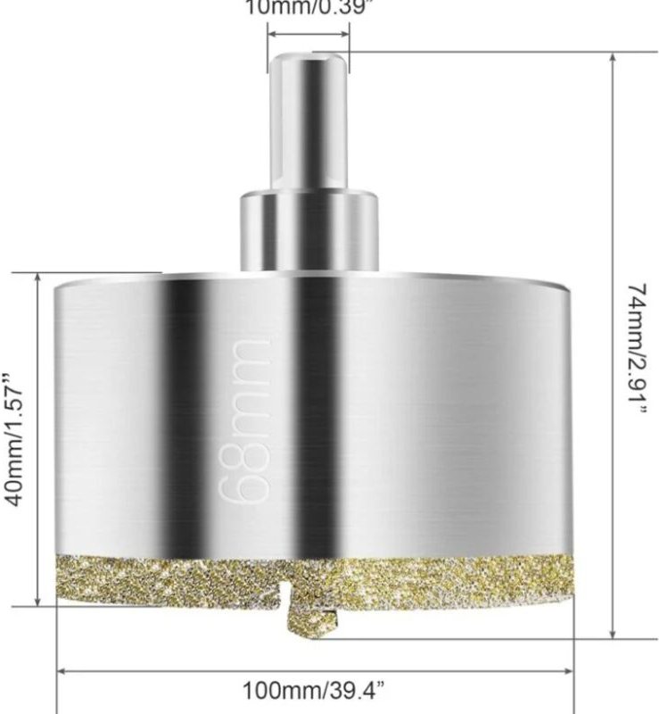 Scie Cloche Diamant 68 mm, Foret Diamant avec Foret Guidage Central, Scie Cloche Carrelage avec Revêtement de Surface en...