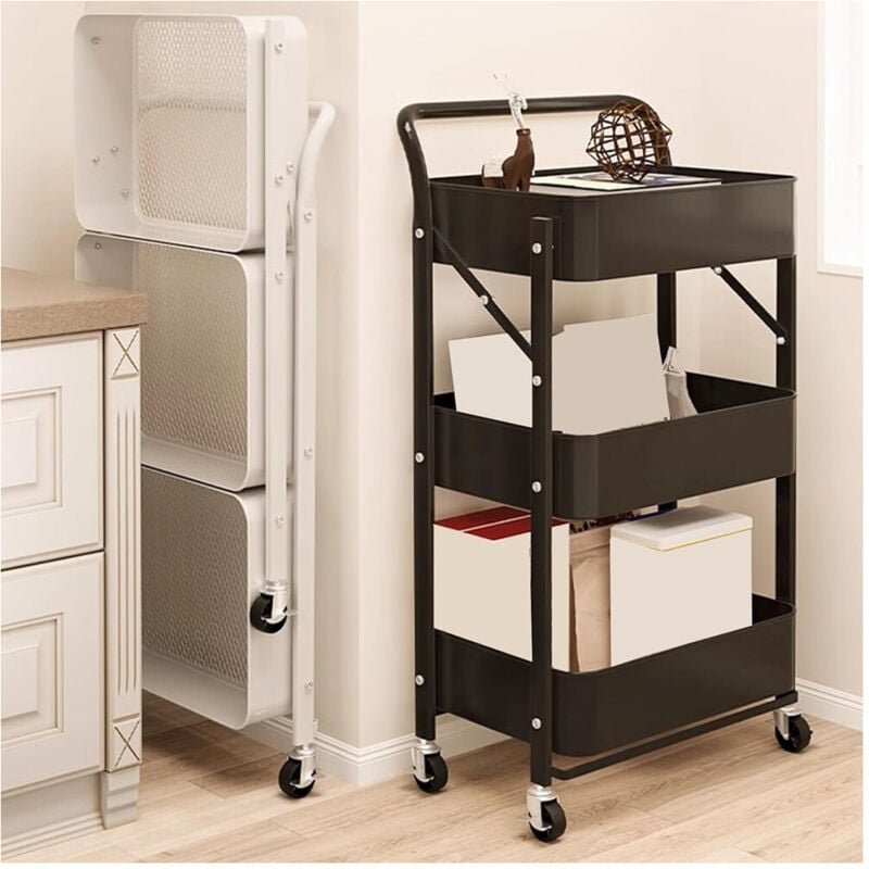 Trade Shop - CARRELLO PIEGHEVOLE DA VIAGGIO CUCINA CON MANIGLIA IN ACCIAIO STOCCAGGIO MOBILE CON RUOTE -