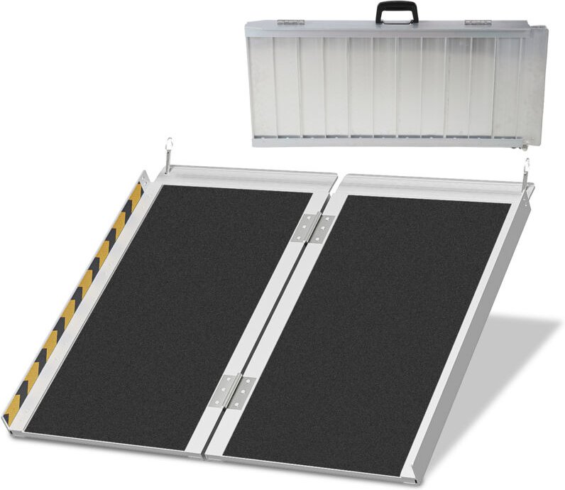 Thumbnail - SWANEW Rollstuhlrampe Rollirampe Kofferrampe Auffahrrampe Auffahrschiene 2x faltbar Aluminium 61cm bis 270kg