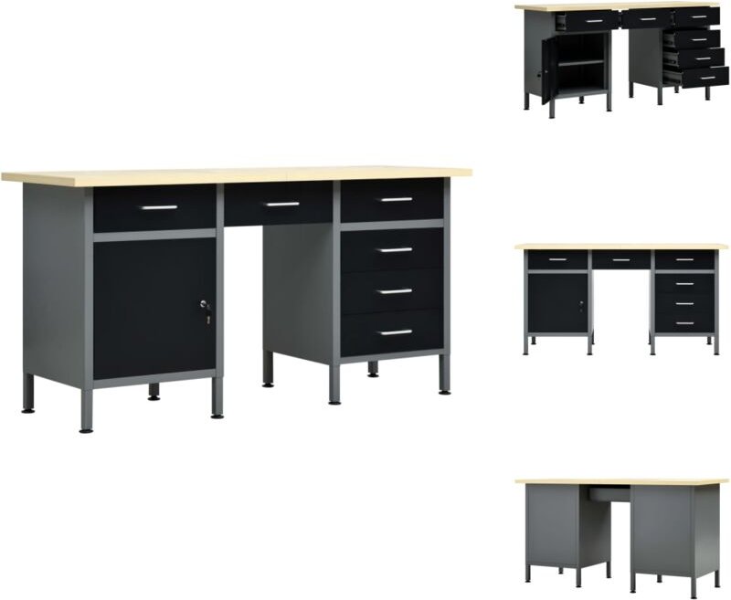 Vidaxl - Werkbänke - Living Arbeitstisch Schwarz 160 x 60 x 85 cm Stahl - Schwarz