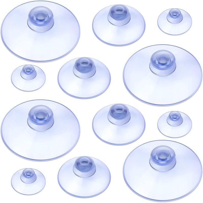 Thumbnail - Lntyq - 12er-Pack transparente Saugnäpfe, hakenlose Saugnäpfe, 45 mm, 30 mm, 20 mm, Fenstersaugnäpfe, Pilzkopf-Saugnäpfe...