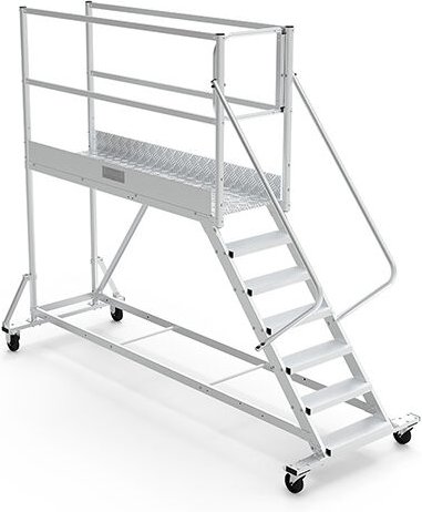 Mobile Plattform mit Geländer rechts und links + Sicherheitstür - Maximale Arbeitshöhe 4.00m - PTF210GD-P