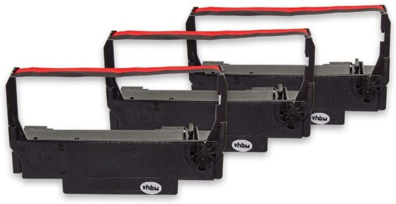 Vhbw - 3x Farbband Schriftband kompatibel mit Schultes FD-2, FD-5 Nadeldrucker, Bondrucker - Schwarz, Rot