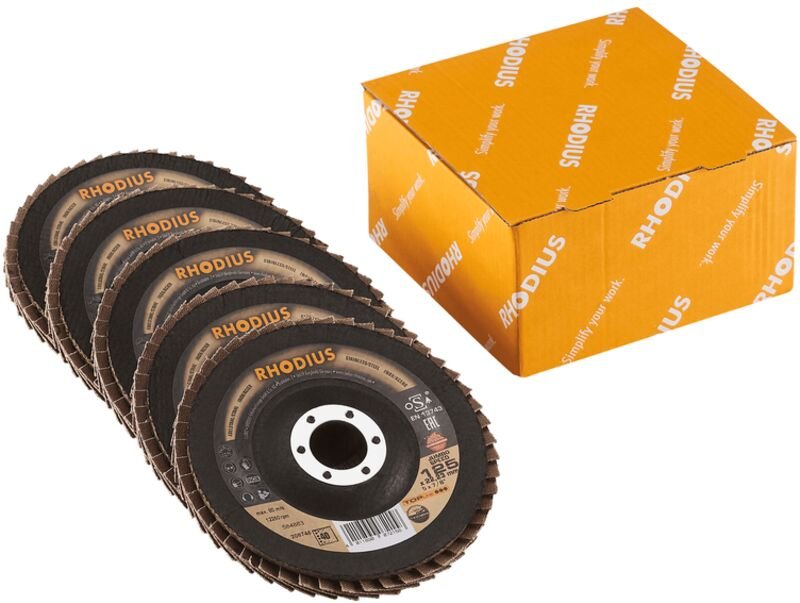 RHODIUS JUMBO SPEED, 5 Stück, 125 mm, Korn 40, Fächerschleifscheibe