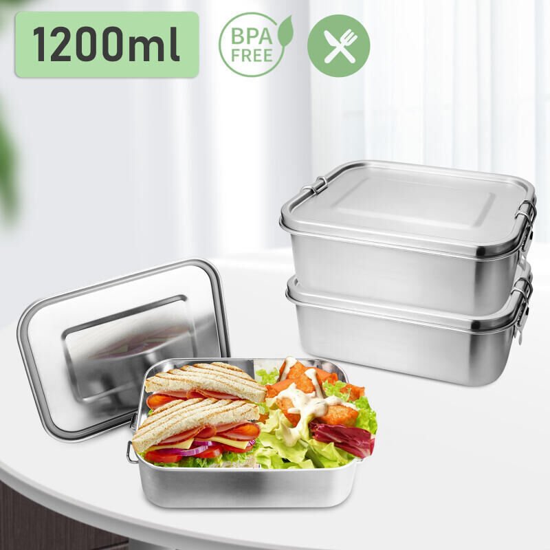 Vingo - swanew 2x1200ml Brotdose ohne Plastik bpa frei brotdose edelstahl Edelstahl Lunchbox