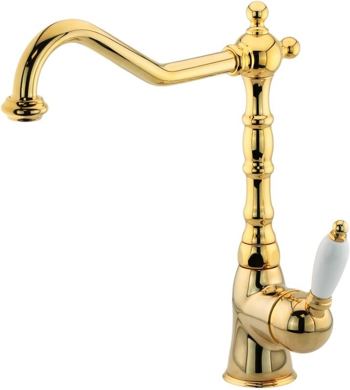 Gattoni Rubinetteria - Küchenspülenmischer im Retro-Stil mit goldfarbenem Schwenkauslauf Gattoni Orta RE135D0 Gold