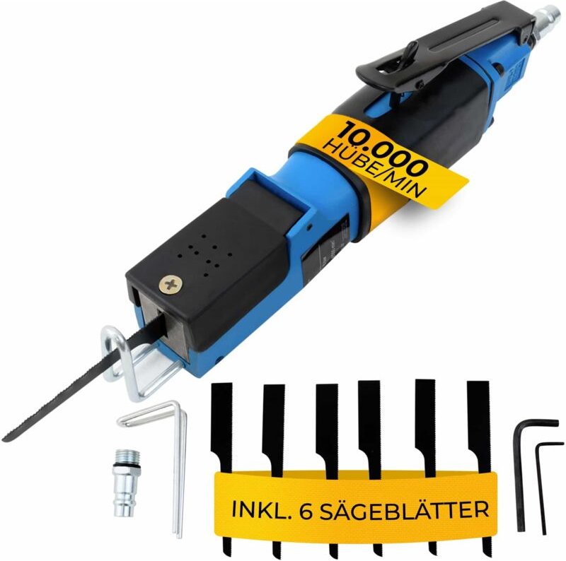 No Brand - Deuba Druckluft Karosseriesäge 6 Sägeblätter 10.000 U/min gummierter Griff Blechsäge Säbelsäge Blechschneider...