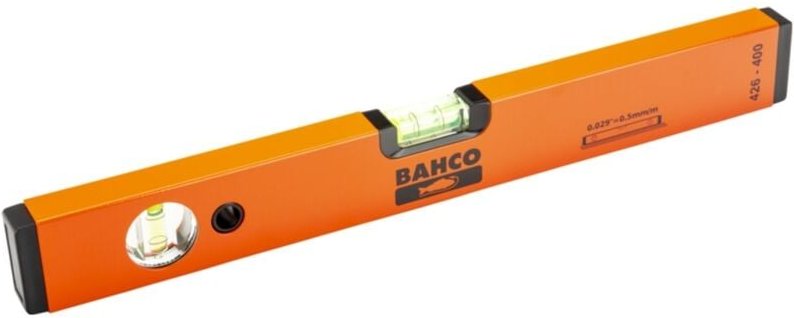 Bahco Rechteckige Wasserwaage aus eloxiertem Aluminium, zwei Libellen, 400 mm