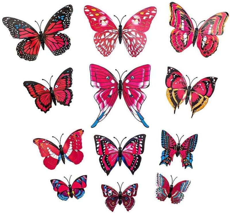 12 stuck rosa dekorative 3d papierschmetterlinge fur wande