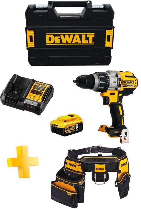 Schlagbohrschrauber Dewalt DCD996P1T (1 x 5,0 Ah + DCB1104 + tstak ii) + Werkzeughalter Gürtel Dewalt DWST1-75552