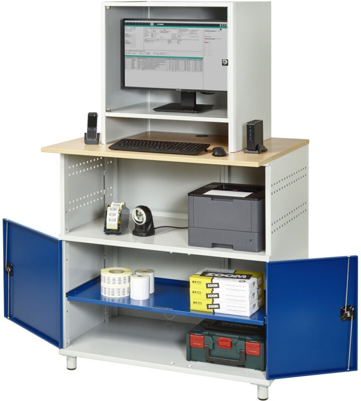 Computer-Tisch 1022 mit Monitorgehäuse T550 mm, B1100xT790xH1840mm - RAU