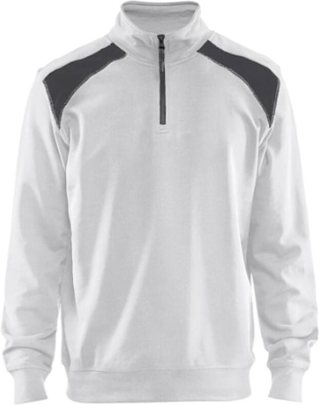 Arbeits-Sweatshirt mit Doppelkragen 3353 - Weiß/Dunkelgrau M