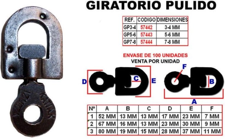 Polierte 7-8 mm Nummer 3 Wirbelschäkel GP-7-8
