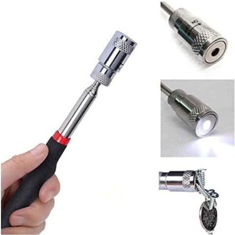 Magnetisches Aufnahmewerkzeug mit LED zum Aufnehmen von Muttern und Schrauben Teleskopmagnet magnetisches Aufnahmewerkze...