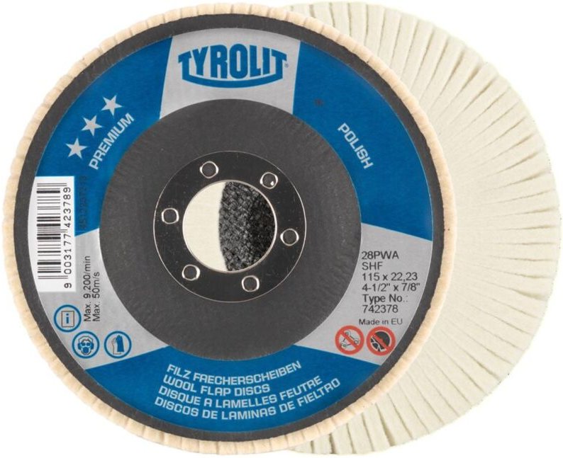 Filzlamellenscheibe 125mm, aufrecht stehende Filzlamellen - Tyrolit