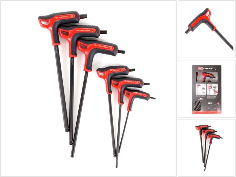 Satz von 6 Sechskant-T-Schlüsseln Facom 84TZS.PB